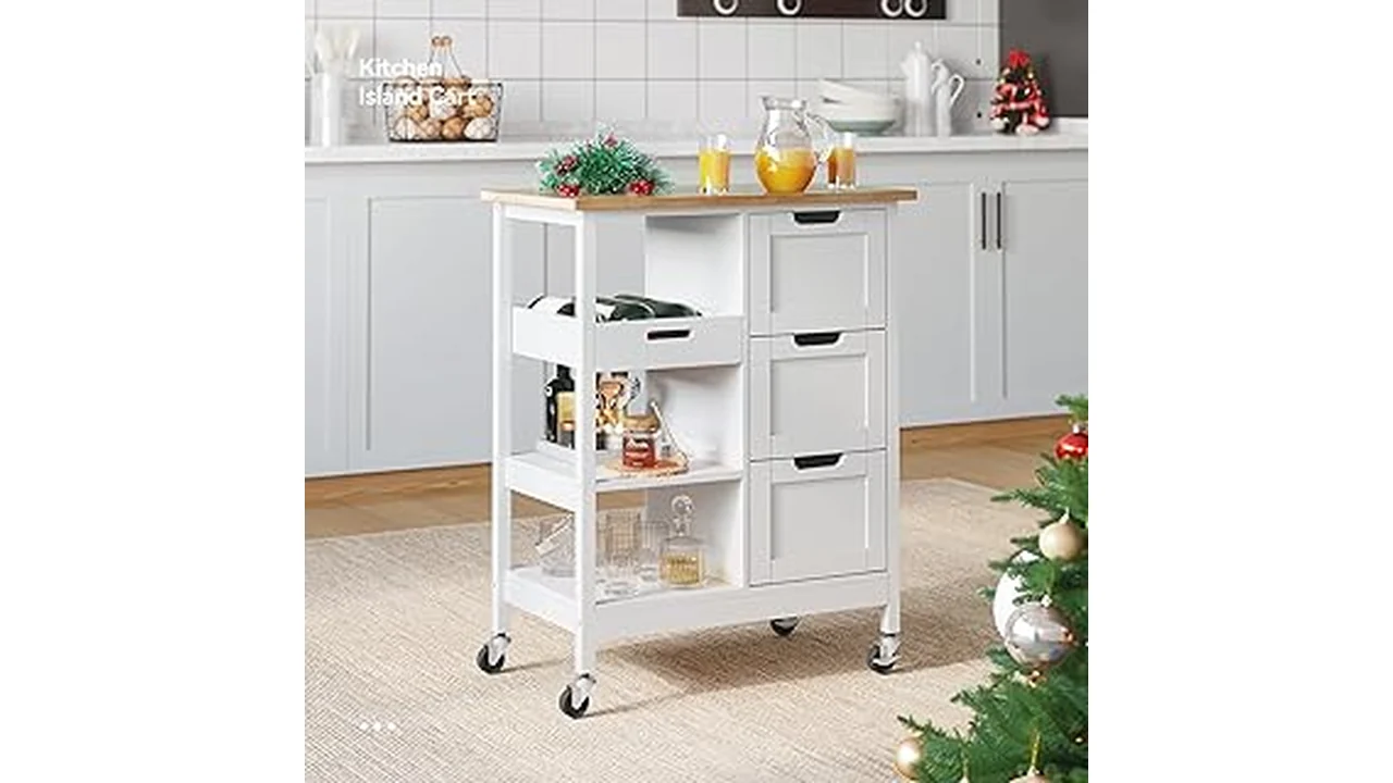 The image shows a modern, organized kitchen featuring stylish and affordable cabinetry.