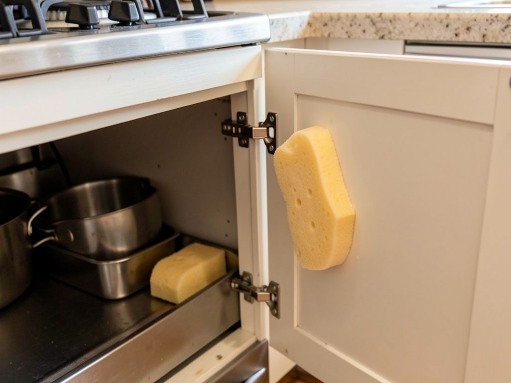 Cleaning cabinets before painting Cleaning greasy cabinet doors with a sponge