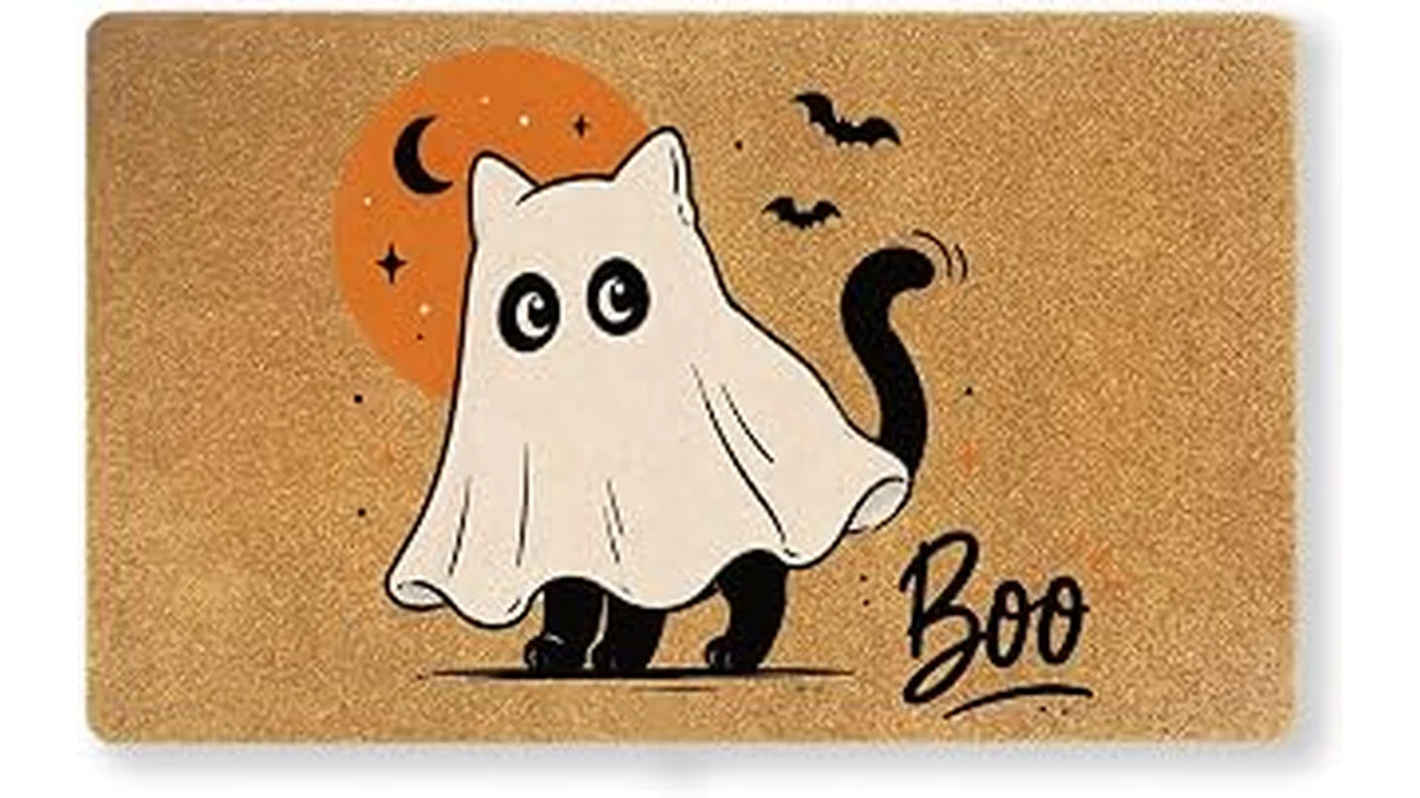 The image shows a collection of festive doormats perfect for Halloween decorations.