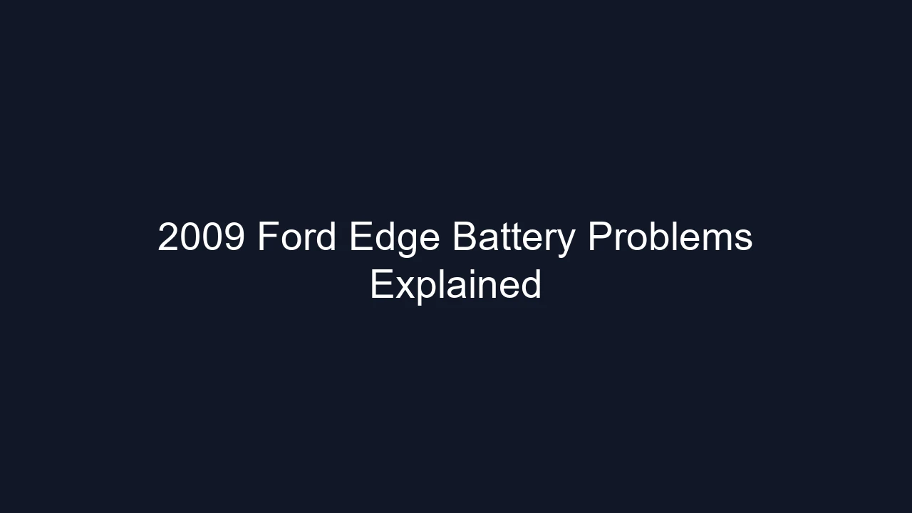 2009 Ford Edge Battery Problems Explained
