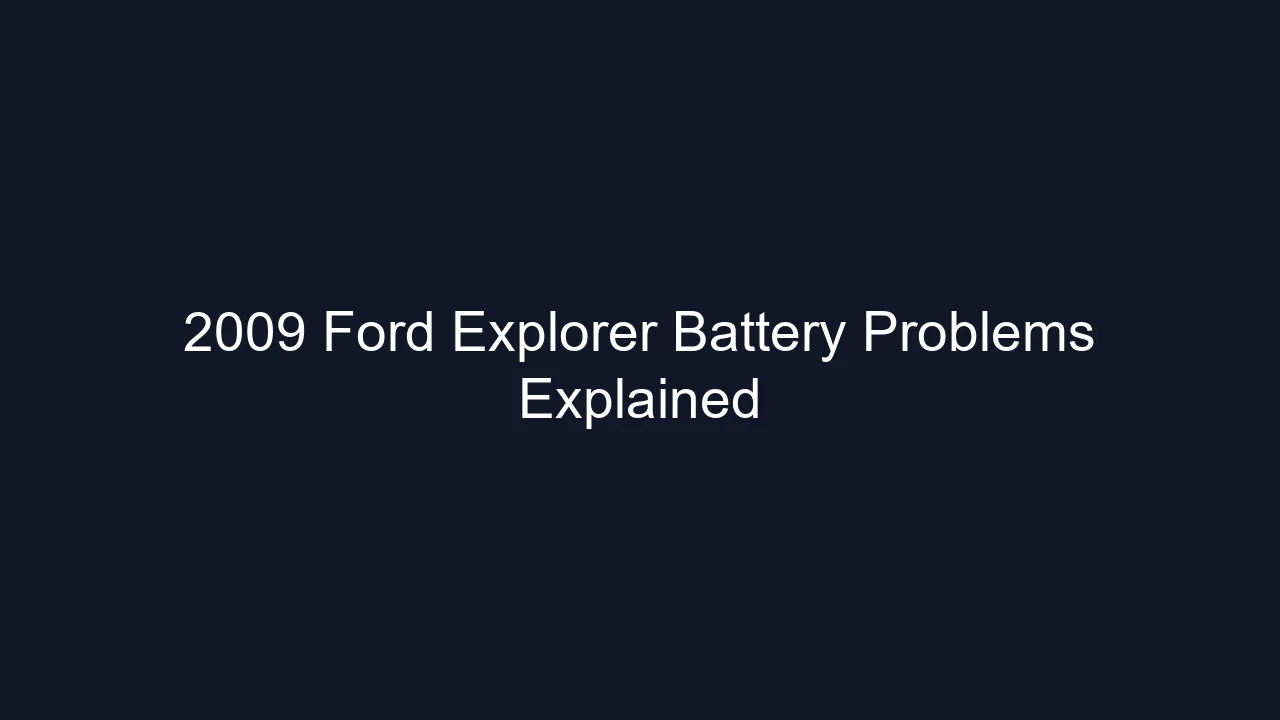2009 Ford Explorer Battery Problems Explained