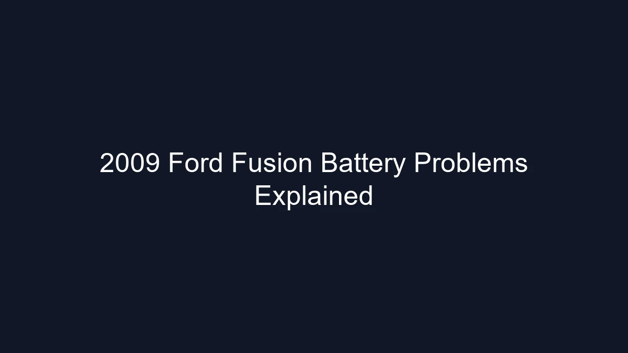 2009 Ford Fusion Battery Problems Explained