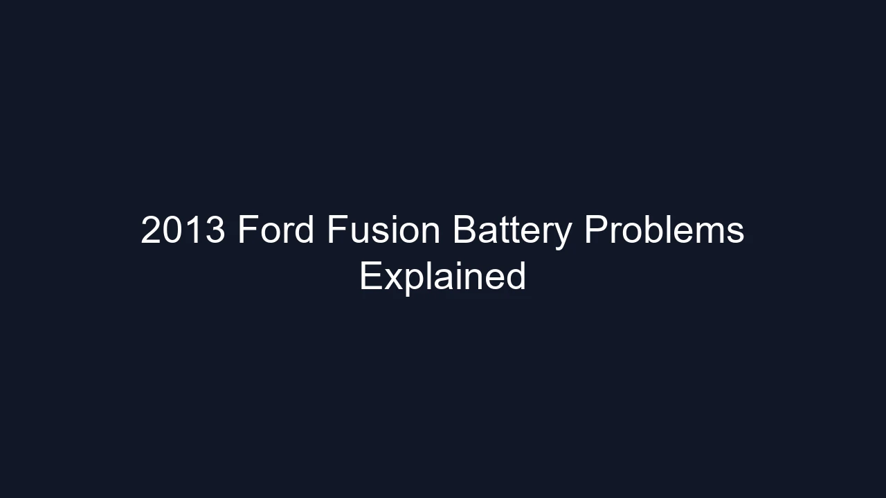 2013 Ford Fusion Battery Problems Explained