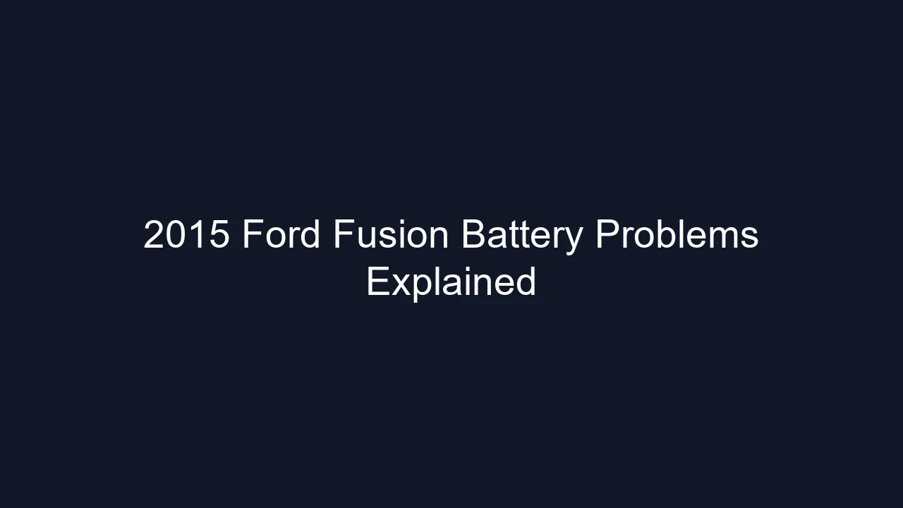 2015 Ford Fusion Battery Problems Explained