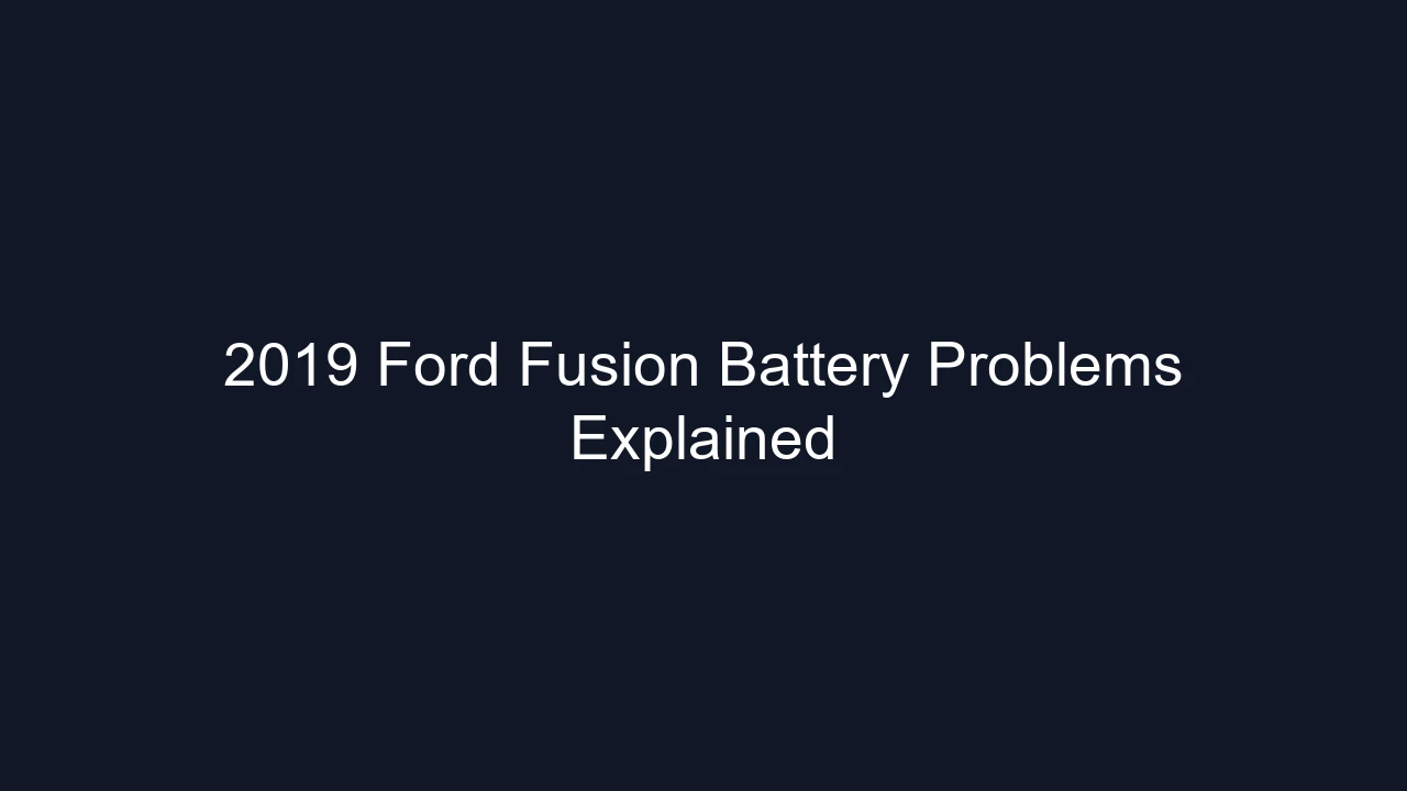 2019 Ford Fusion Battery Problems Explained